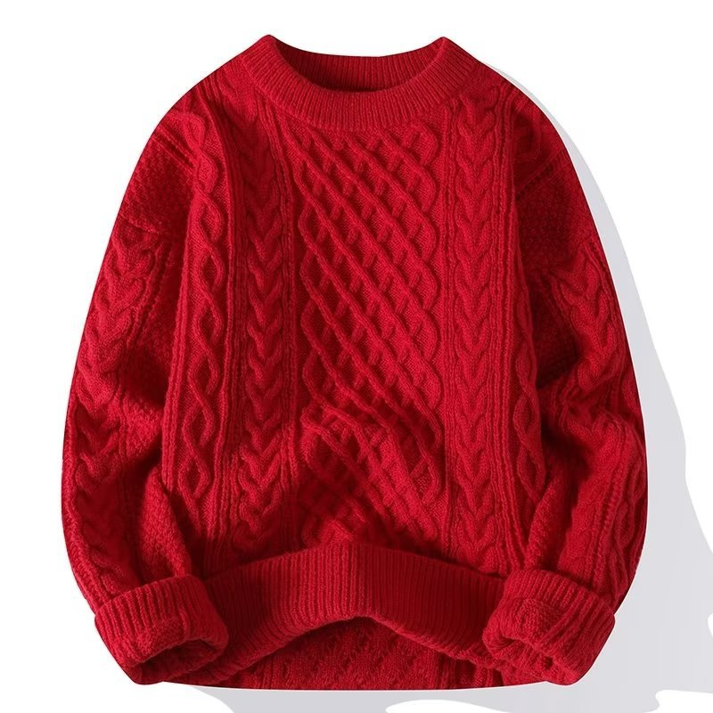 Classic knit women's sweater; cozy, round neck, hip-length, great for autumn and winter, pairs well with various outfits.
