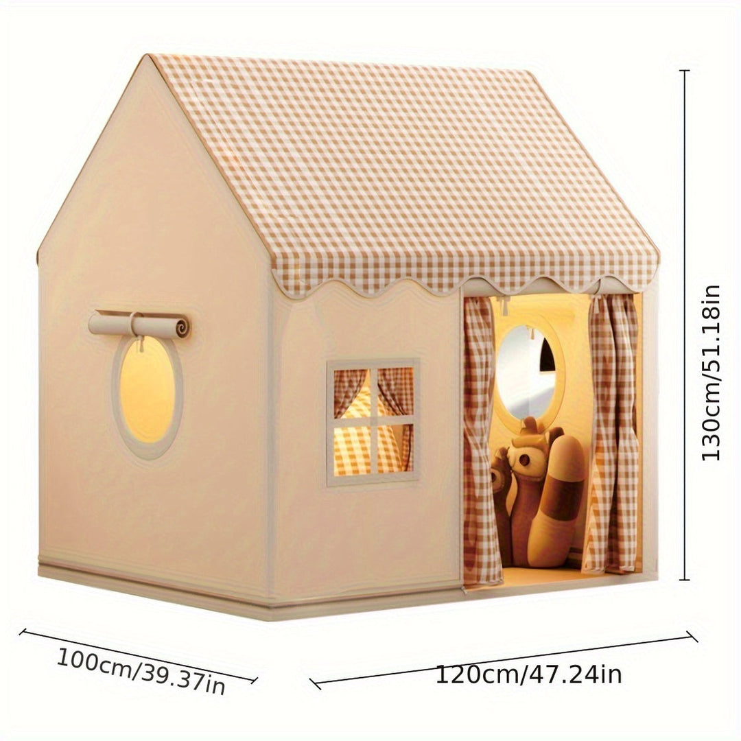 Colorful indoor playhouse for kids, featuring a vibrant palette and safe design for imaginative play (pink, blue, yellow, gre