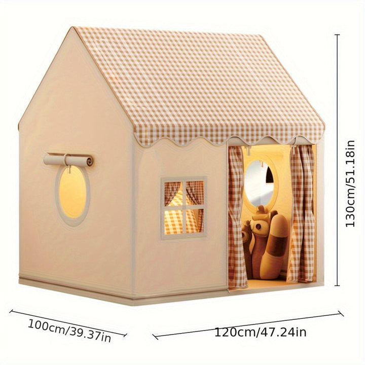 Colorful indoor playhouse for kids, featuring a vibrant palette and safe design for imaginative play (pink, blue, yellow, gre