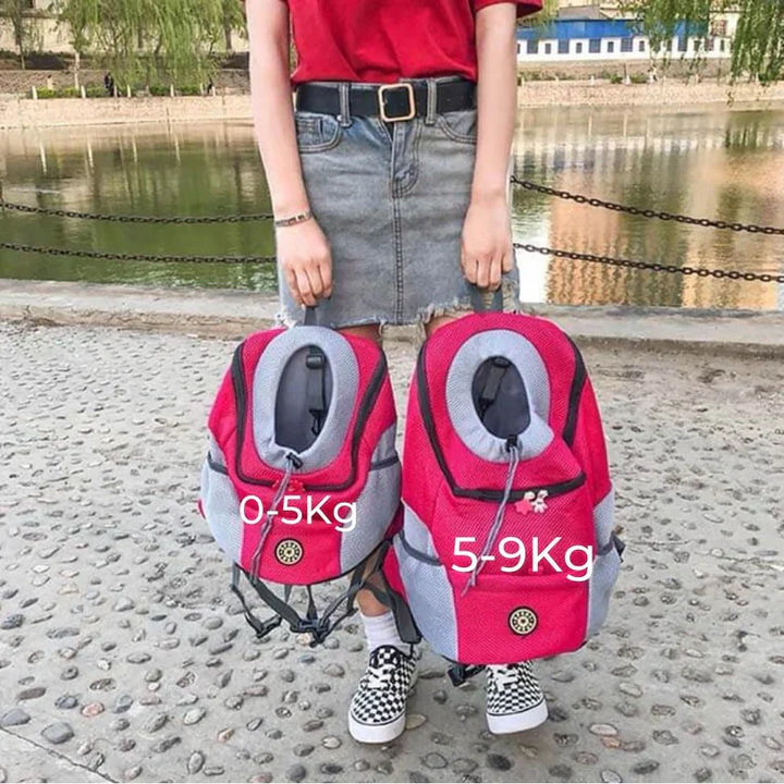 "Comfortable, safe dog carrier backpack for travel with ergonomic design, breathable mesh, and secure harness in modern color