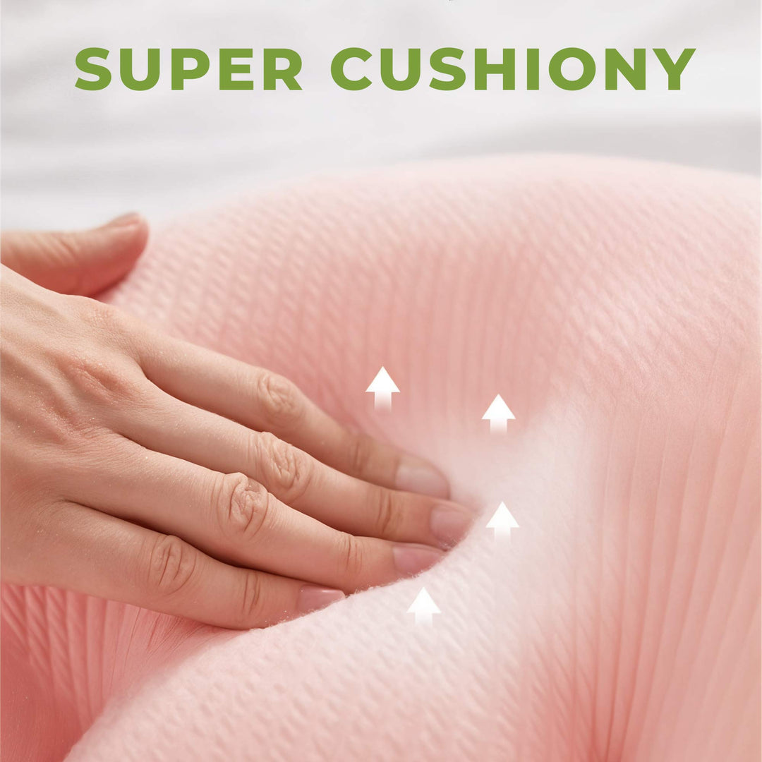"Comfy maternity side sleeping support pillow for pregnant women, ergonomic design, gray color, enhances comfort and support.