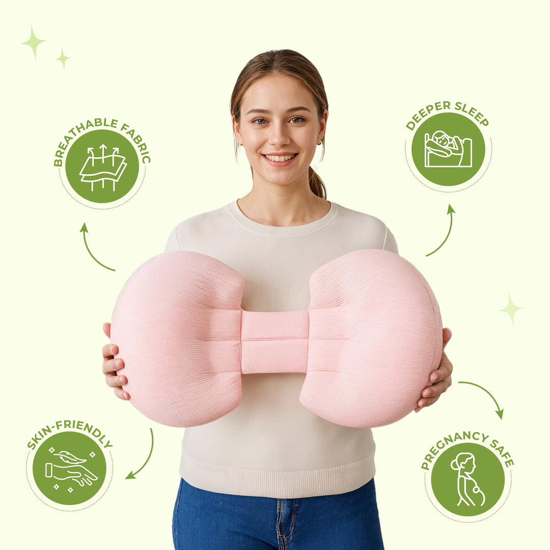 "Comfy maternity side sleeping support pillow for pregnant women, ergonomic design, gray color, enhances comfort and support.