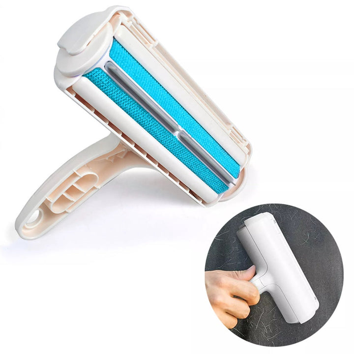 "Compact pet hair remover for easy cleaning; efficiently removes hair from furniture and clothes, eco-friendly, portable desi