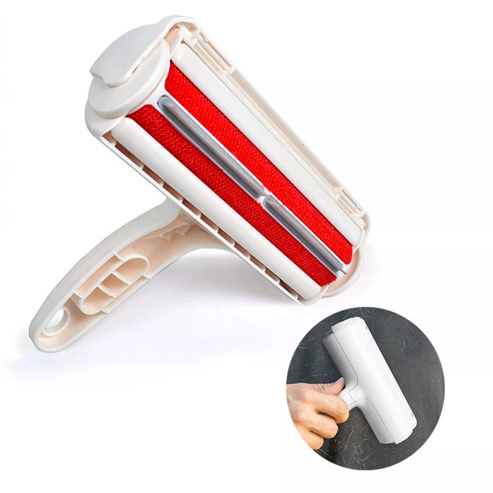 "Compact pet hair remover for easy cleaning; efficiently removes hair from furniture and clothes, eco-friendly, portable desi