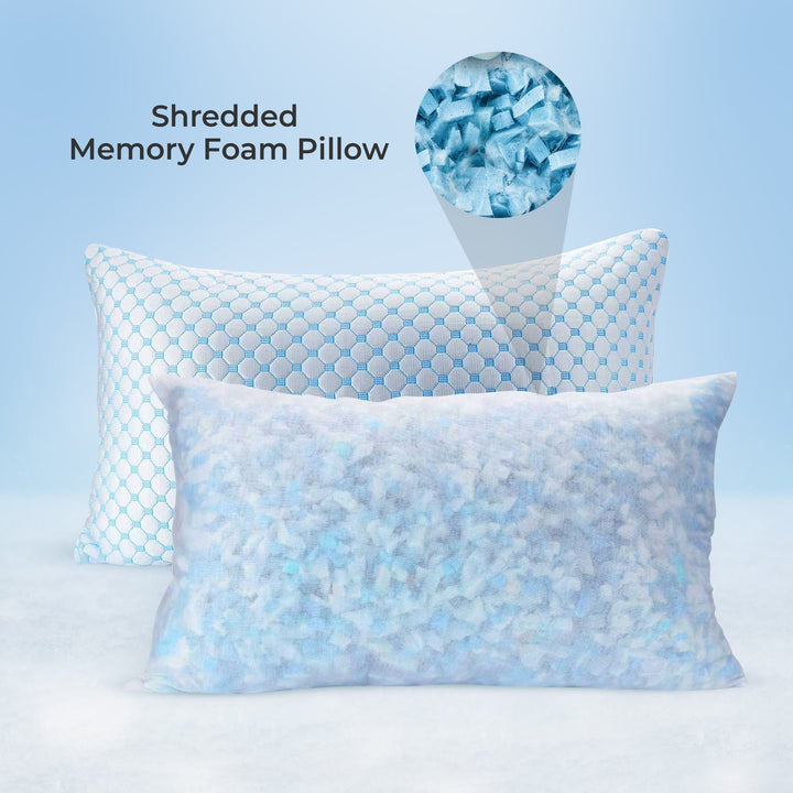 Cooling gel pillow with blue gel layer, ergonomic design, 76x50cm for hot sleepers and back relief, ideal for night sweats.