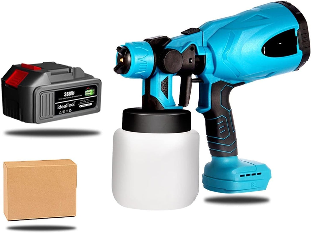 Cordless Paint Jet Pro with twin batteries, sleek design, high-pressure nozzle, perfect for precision DIY painting projects.