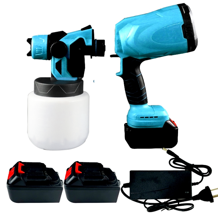 Cordless Paint Jet Pro with twin batteries, sleek design, high-pressure nozzle, perfect for precision DIY painting projects.