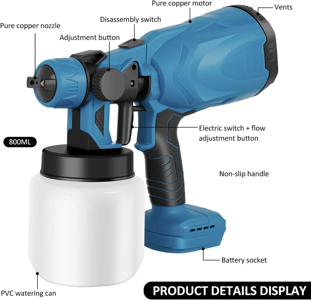 Cordless Paint Jet Pro with twin batteries, sleek design, high-pressure nozzle, perfect for precision DIY painting projects.