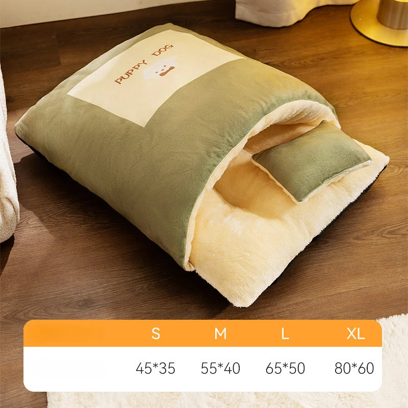 "Cozy plush cat cave bed in stylish neutral tones, offering warmth and security for ultimate feline comfort and relaxation."