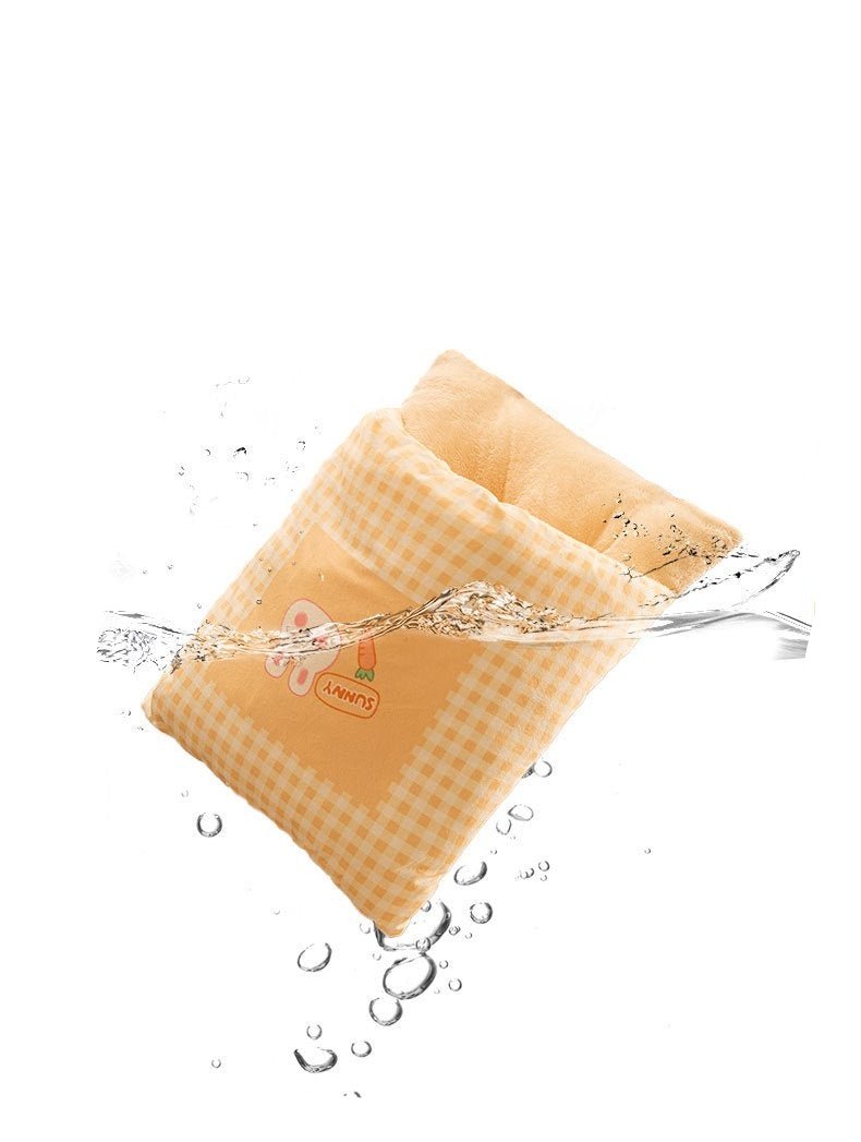 "Cozy plush cat cave bed in stylish neutral tones, offering warmth and security for ultimate feline comfort and relaxation."