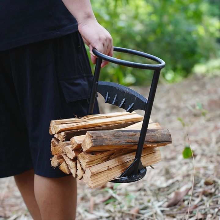 Durable manual log splitter with a sturdy steel blade, black cast iron design for easy and safe wood cutting.