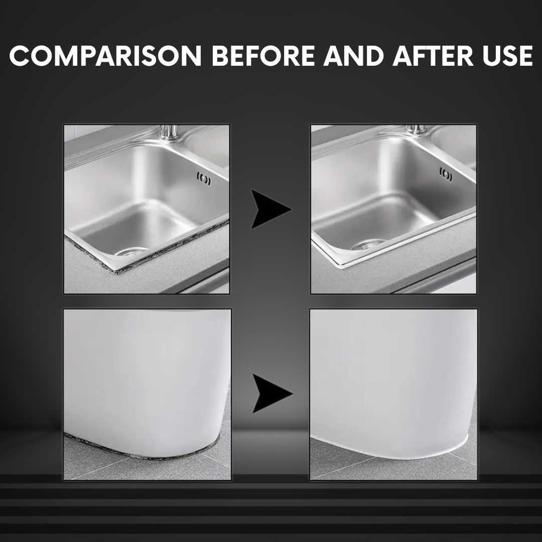 "Eco-friendly mould stain removal gel in tube; powerful cleaning for grout, tiles, sinks; deep penetration; no scrubbing."