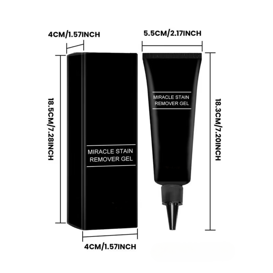 "Eco-friendly mould stain removal gel in tube; powerful cleaning for grout, tiles, sinks; deep penetration; no scrubbing."