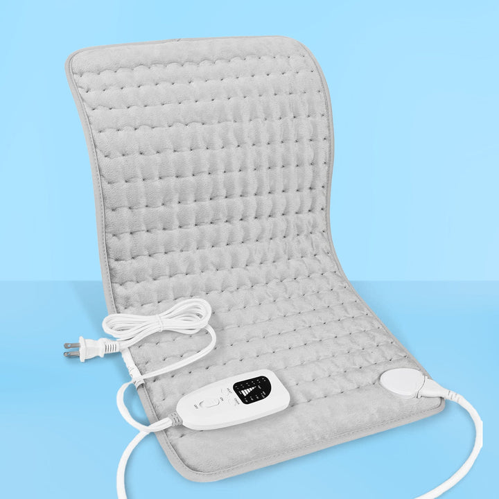 Electric heating therapy pad, soft polyester, adjustable heat settings, relieves back pain, muscle soreness, machine washable