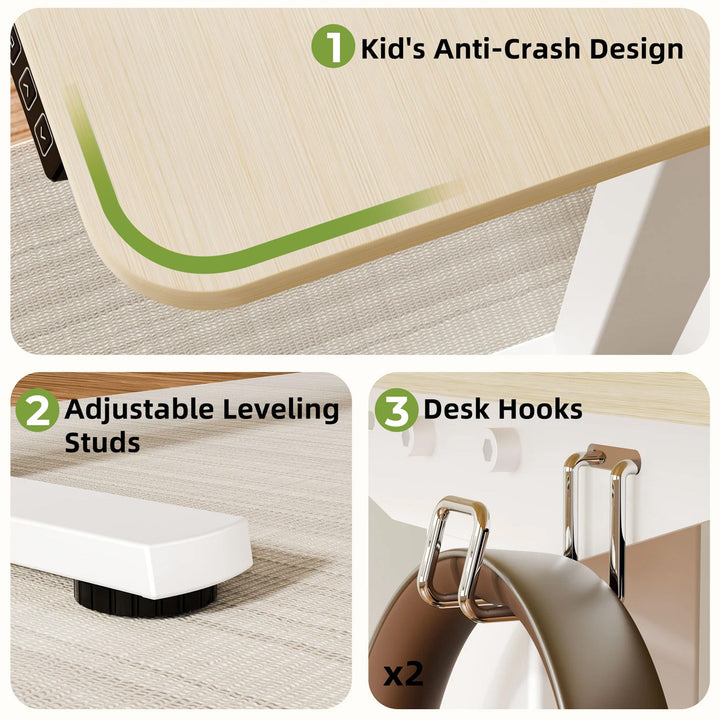 "Electric height adjustable sit-stand computer desk with spacious surface for ergonomic home or office use."