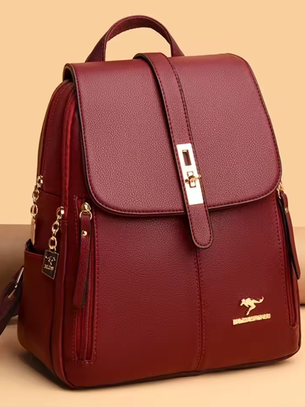 "Elegant women's anti-theft PU leather backpack with RFID protection, featuring chic minimalist design and concealed zippers.