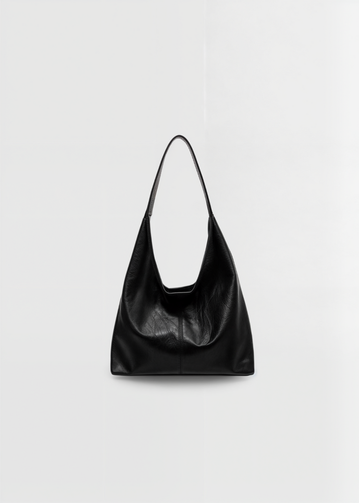 Elegant women's vegan leather tote handbag, spacious, vintage design, in brown, perfect for style and practicality.