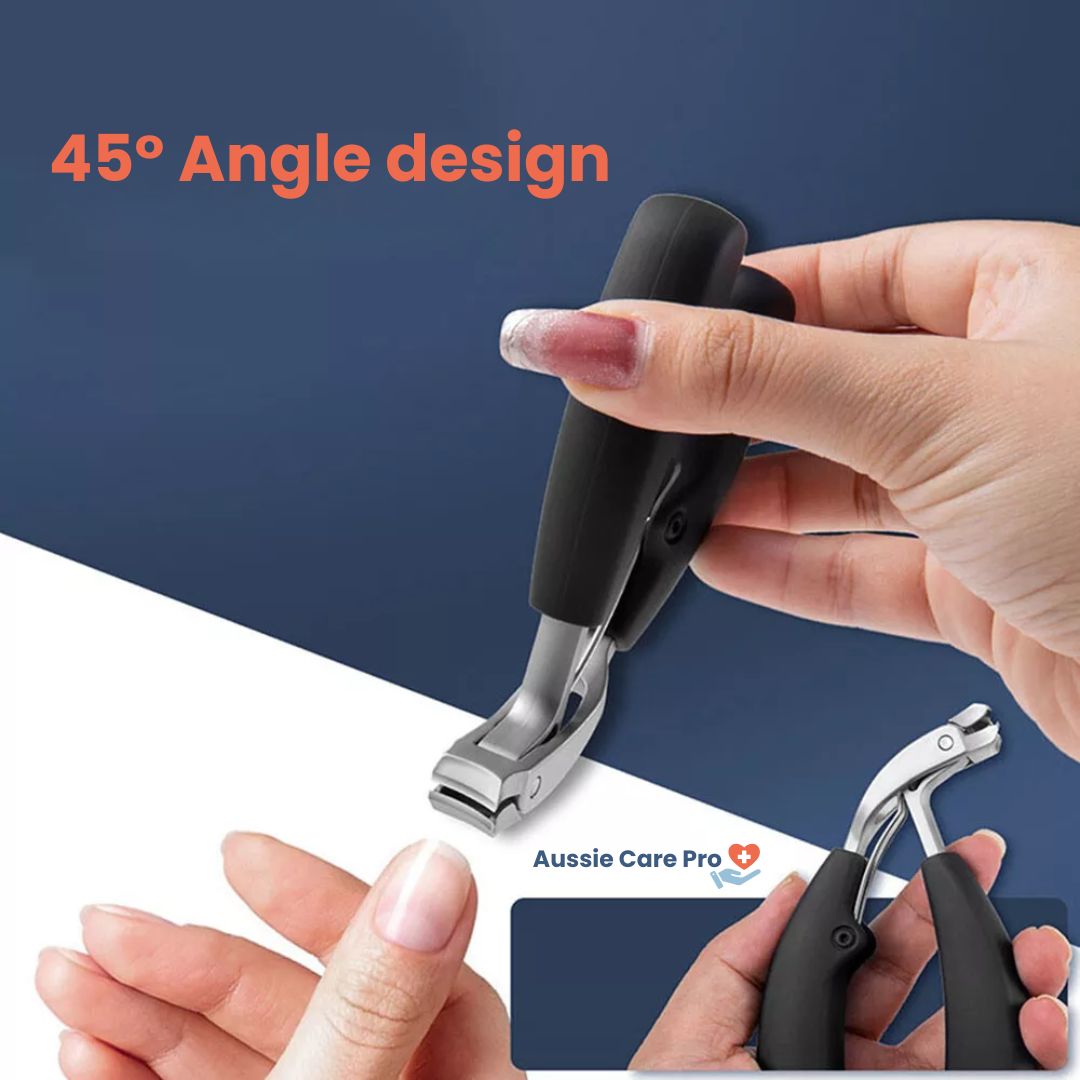 Ergonomic stainless steel nail clipper with matte black finish, precision blades, and non-slip grip for precise nail grooming