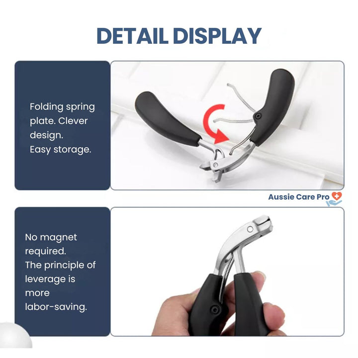 Ergonomic stainless steel nail clipper with matte black finish, precision blades, and non-slip grip for precise nail grooming