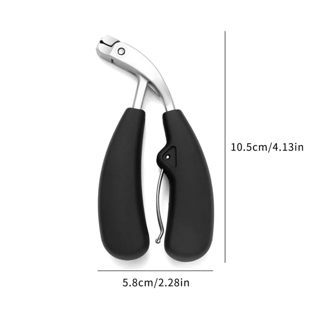 Ergonomic stainless steel nail clipper with matte black finish, precision blades, and non-slip grip for precise nail grooming