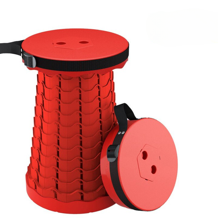 "Foldable portable stool for camping, collapsible design, adjustable height, lightweight, anti-slip base, multi-color options