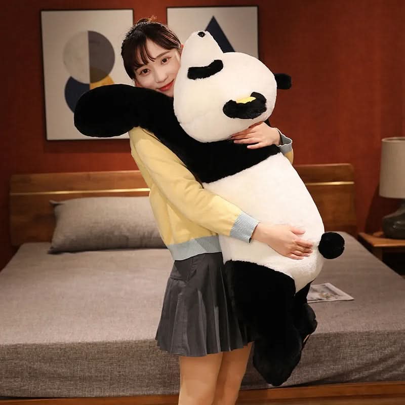 "Giant Lazy Panda Plush Toy, oversized and cuddly, featuring a soft texture, ideal for kids and babies' room decor."