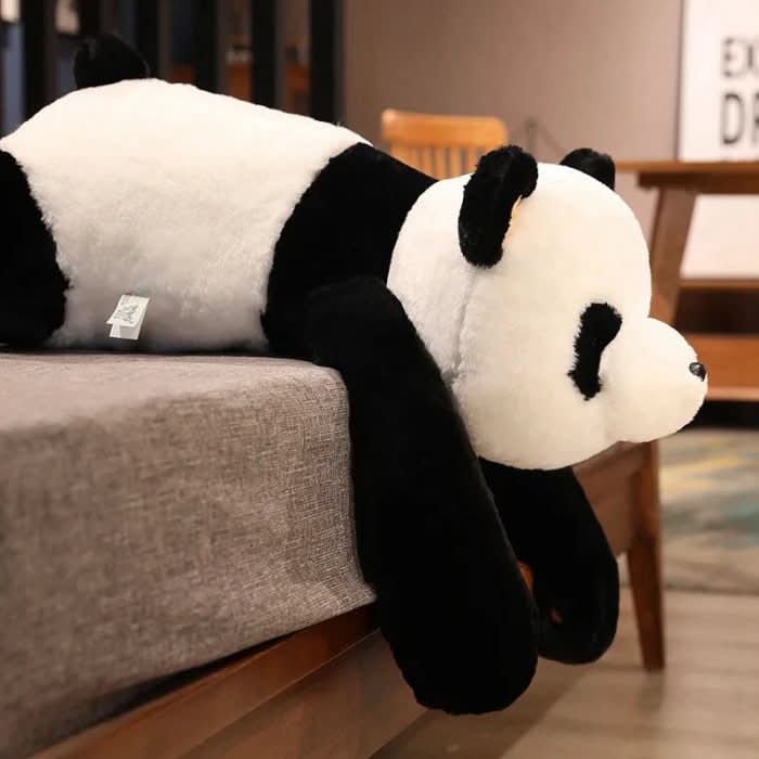 "Giant Lazy Panda Plush Toy, oversized and cuddly, featuring a soft texture, ideal for kids and babies' room decor."