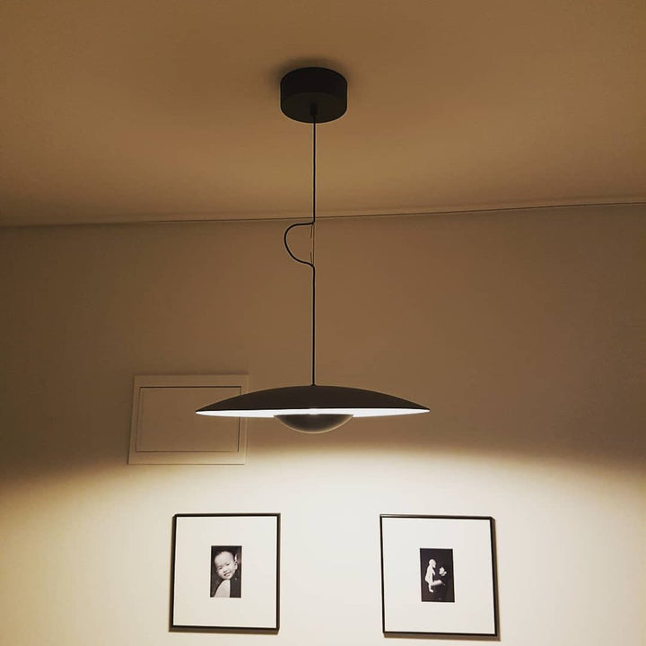 Ginger Nordic Pendant Light, metal with woodgrain and matte black finish, sleek design, ideal for modern interiors.