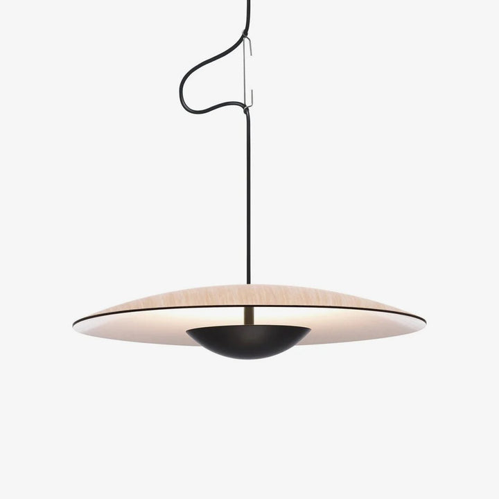Ginger Nordic Pendant Light, metal with woodgrain and matte black finish, sleek design, ideal for modern interiors.