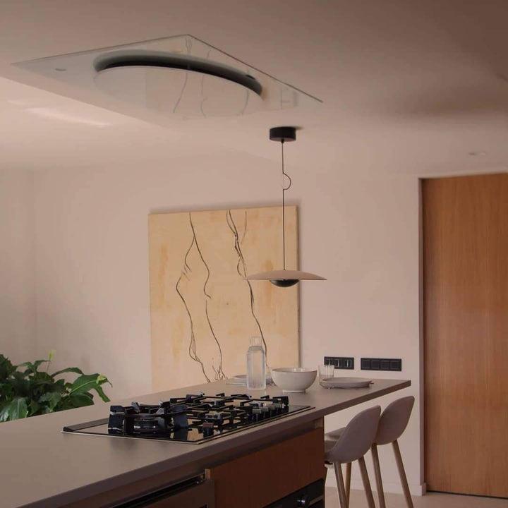Ginger Nordic Pendant Light, metal with woodgrain and matte black finish, sleek design, ideal for modern interiors.