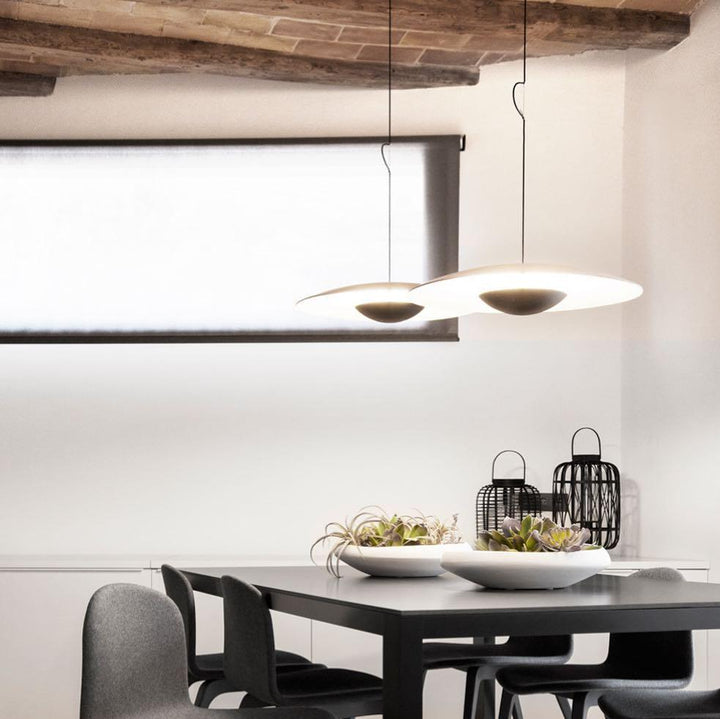 Ginger Nordic Pendant Light, metal with woodgrain and matte black finish, sleek design, ideal for modern interiors.