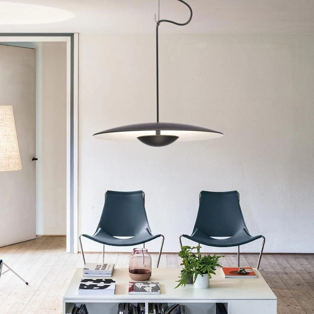 Ginger Nordic Pendant Light, metal with woodgrain and matte black finish, sleek design, ideal for modern interiors.
