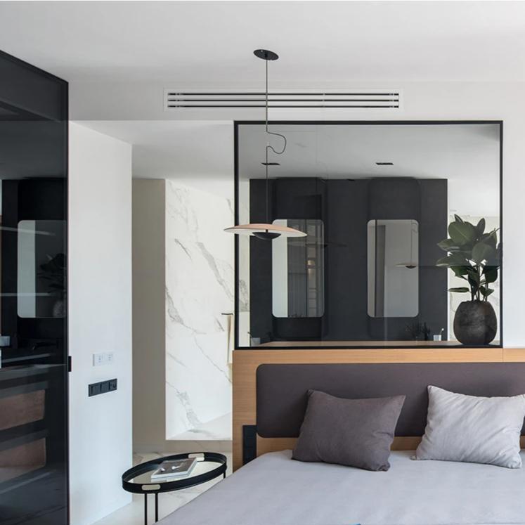 Ginger Nordic Pendant Light, metal with woodgrain and matte black finish, sleek design, ideal for modern interiors.