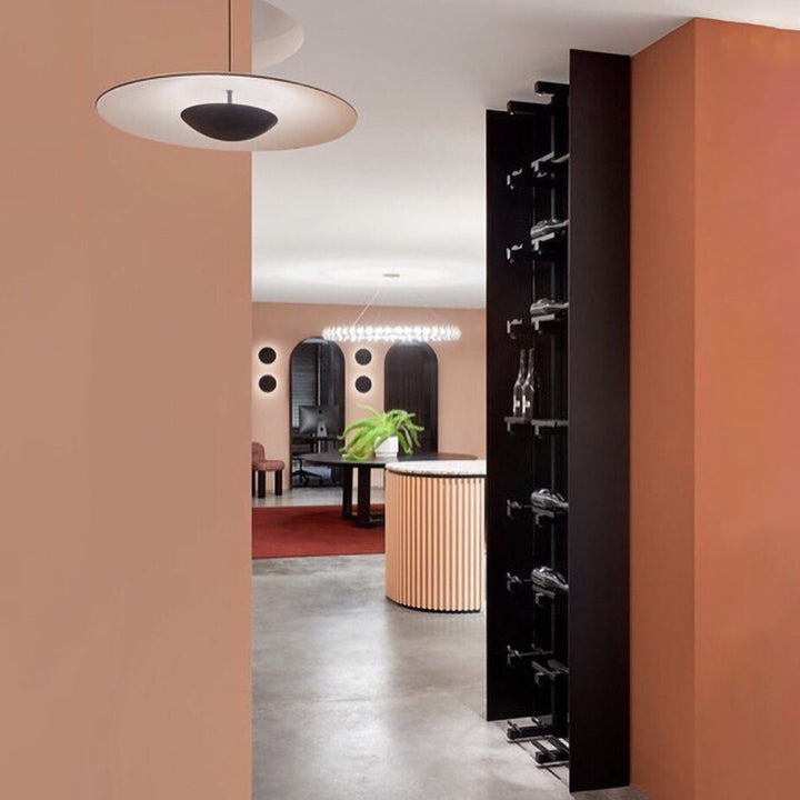 Ginger Nordic Pendant Light, metal with woodgrain and matte black finish, sleek design, ideal for modern interiors.