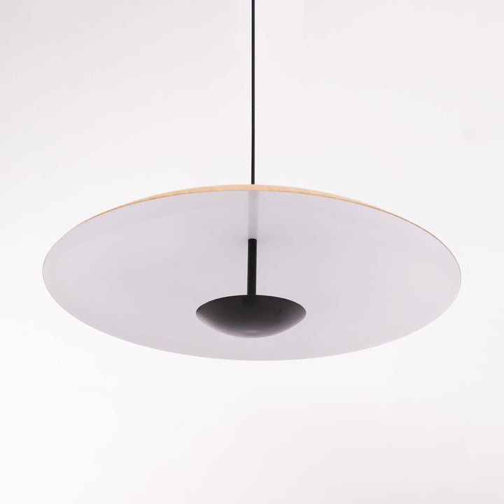 Ginger Nordic Pendant Light, metal with woodgrain and matte black finish, sleek design, ideal for modern interiors.