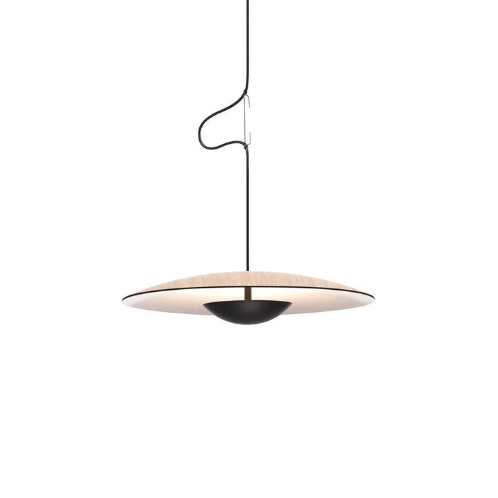 Ginger Nordic Pendant Light, metal with woodgrain and matte black finish, sleek design, ideal for modern interiors.