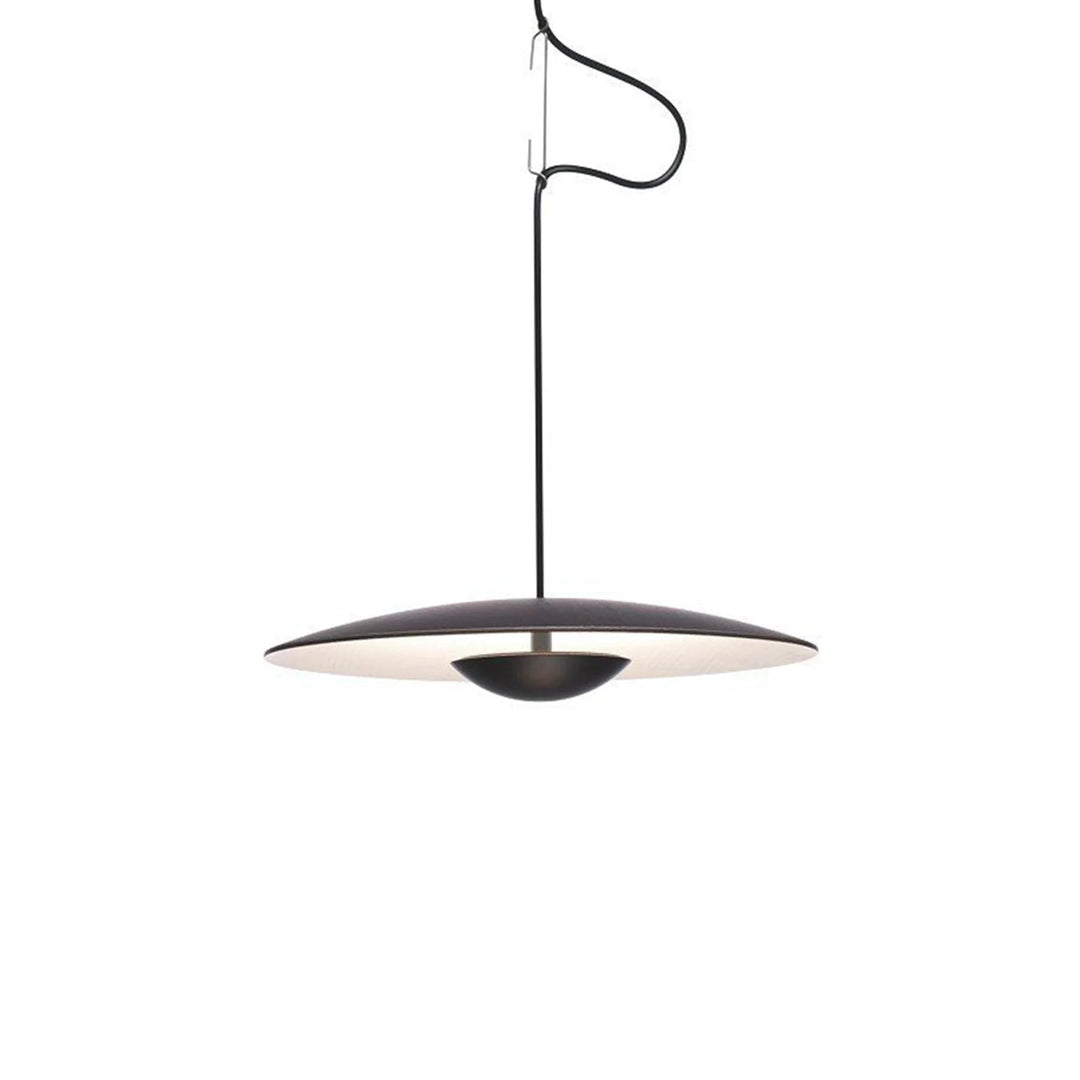 Ginger Nordic Pendant Light, metal with woodgrain and matte black finish, sleek design, ideal for modern interiors.