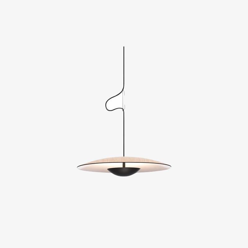 Ginger Nordic Pendant Light, metal with woodgrain and matte black finish, sleek design, ideal for modern interiors.