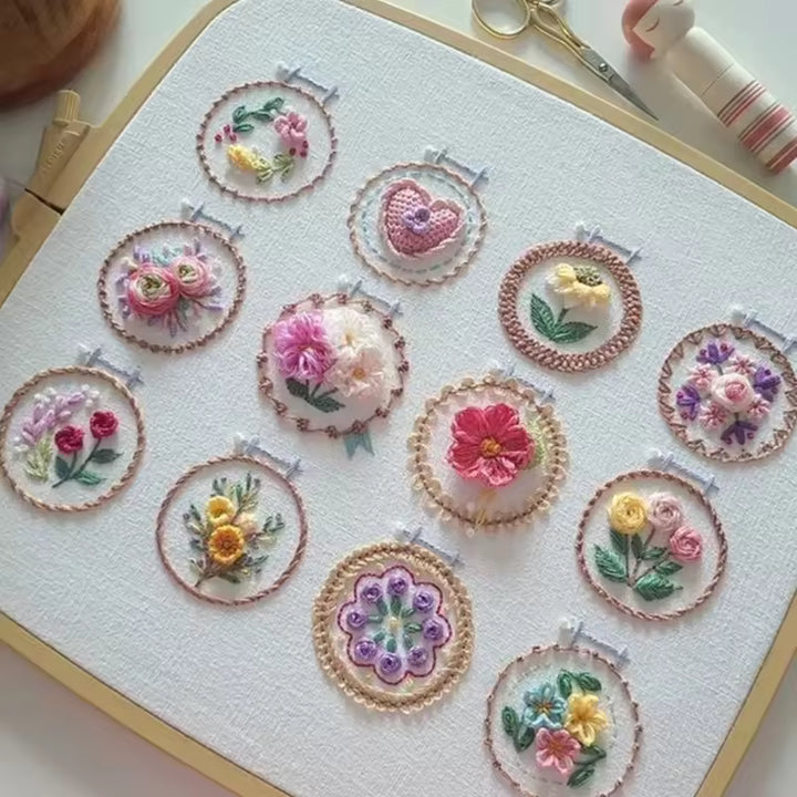 Unisex Small Flower Frame Embroidery Kit | DIY Craft Art