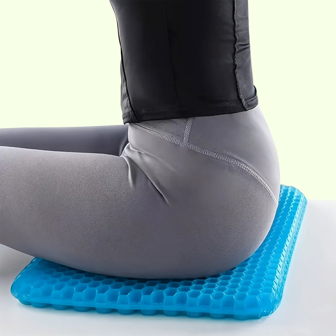 "Honeycomb gel seat cushion with removable cover, featuring non-slip base, enhances comfort and supports posture for chairs."
