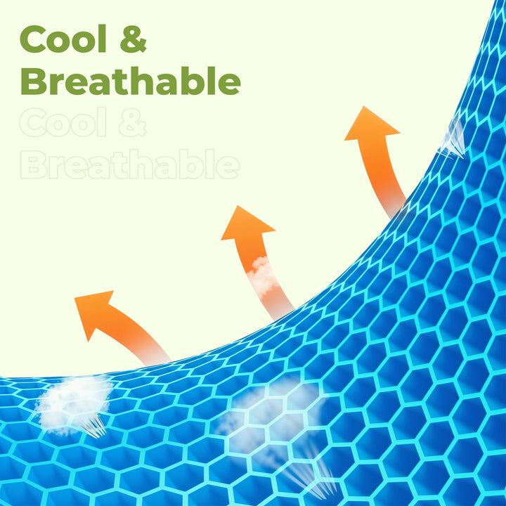 "Honeycomb gel seat cushion with removable cover, featuring non-slip base, enhances comfort and supports posture for chairs."