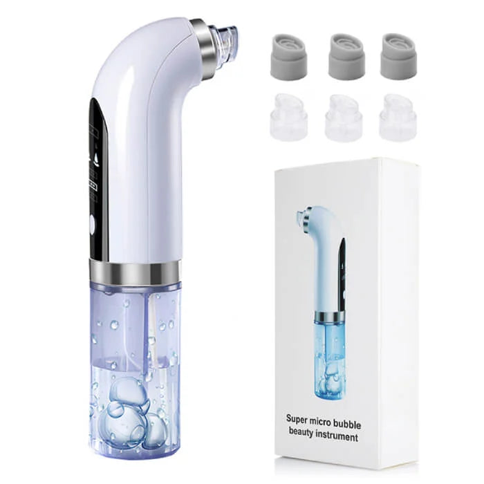 "Hydrodermabrasion facial cleaner with vacuum machine in white, featuring a compact design for deep hydration and exfoliation