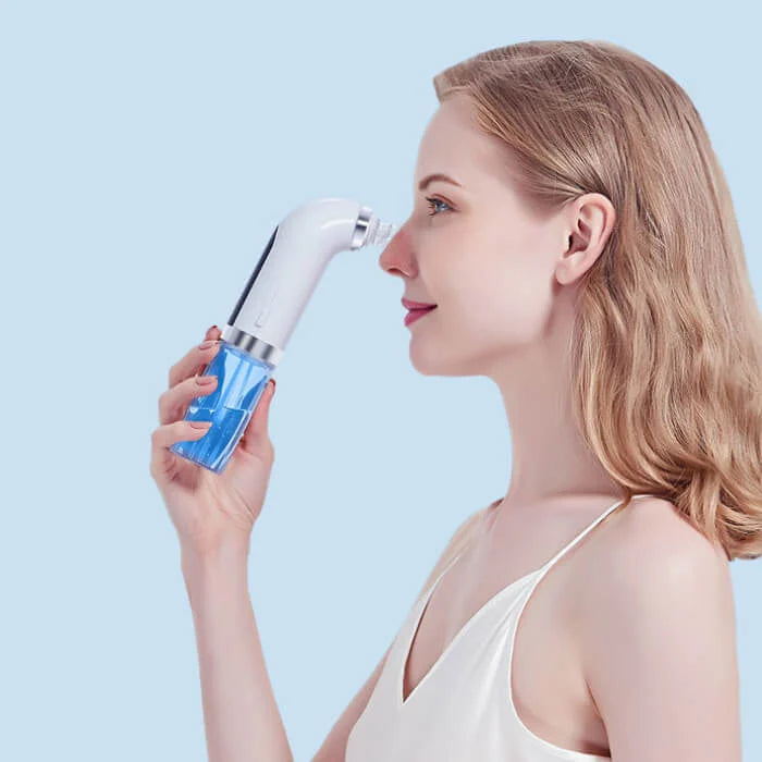 "Hydrodermabrasion facial cleaner with vacuum machine in white, featuring a compact design for deep hydration and exfoliation