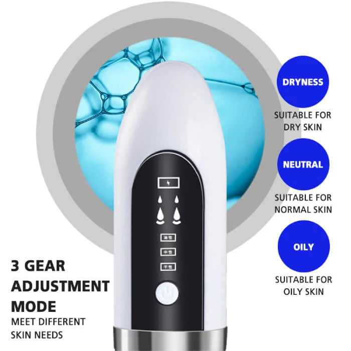 "Hydrodermabrasion facial cleaner with vacuum machine in white, featuring a compact design for deep hydration and exfoliation