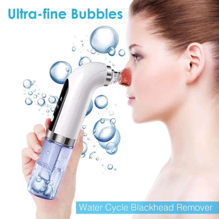 "Hydrodermabrasion facial cleaner with vacuum machine in white, featuring a compact design for deep hydration and exfoliation