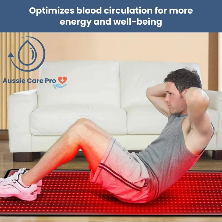 InfraGlow red light therapy mat for pain relief and recovery, featuring dual-wavelength tech and 630 LED beads, full-body use