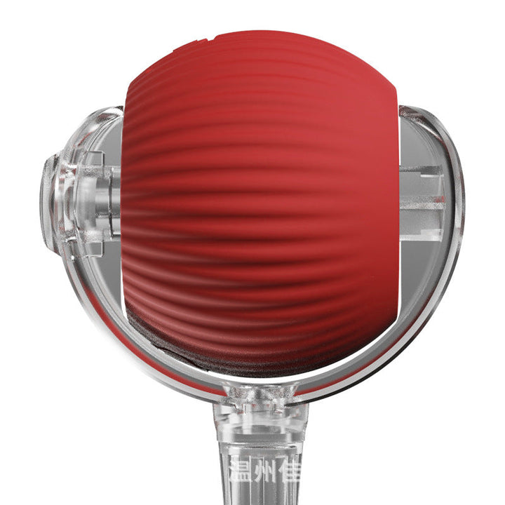 "Interactive cat toy ball with tail in green and grey, designed for active playtime and engaging feline hunting instincts."