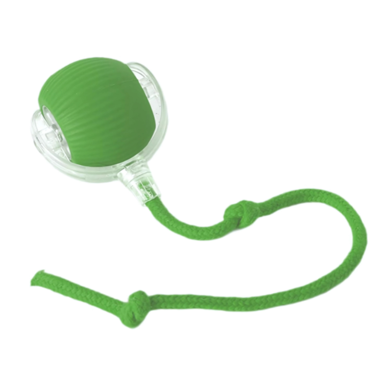 "Interactive cat toy with automated features, durable ABS build in red, green, grey; engages cats with moving parts."