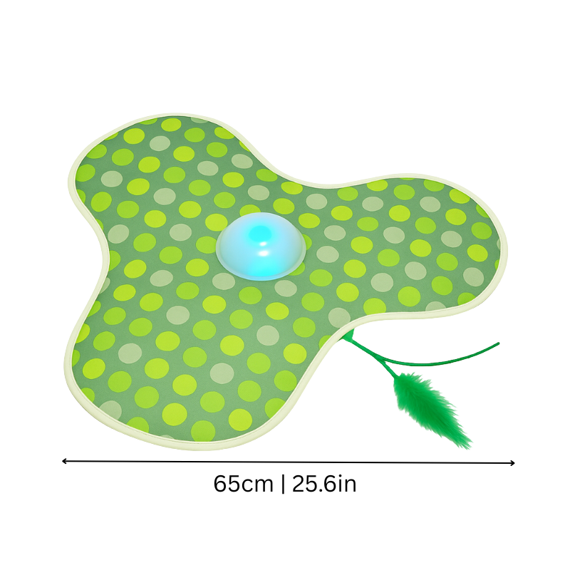 Interactive indoor cat toy with realistic mouse sounds, vibrant colors, and motion, designed for active feline play.