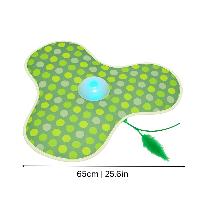 Interactive indoor cat toy with realistic mouse sounds, vibrant colors, and motion, designed for active feline play.